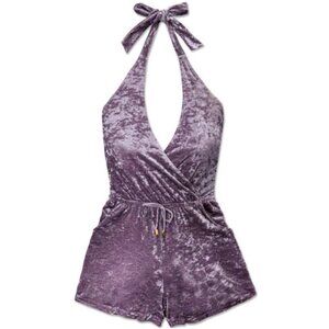 NWT WET Swimwear Velvet Halter Romper Swim Cover Up in Purple - M
